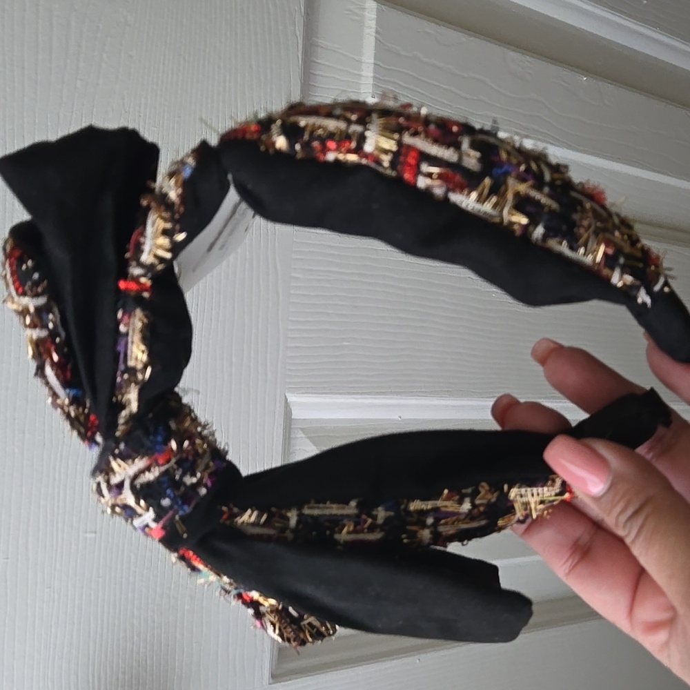 NWT Black Tweet W/ Bow Headband - Picture 3 of 4